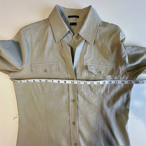 Theory Saige Shirt Belted Dress in Barley Color Linen Blend Women's Size 12 - Picture 5 of 7